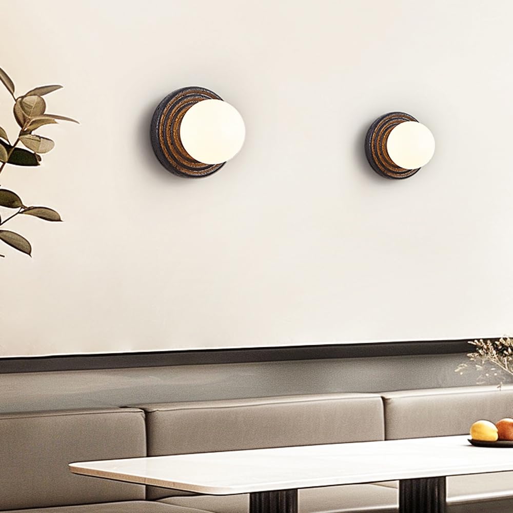 Apliques de Pared Modernos Interior Redondos con Orificios de Mármol Negros con Pantalla de Cristal Blanco Ideales para Dormitorio Sala de Estar Pasillo Cafetería U Hotel Casquillo G9