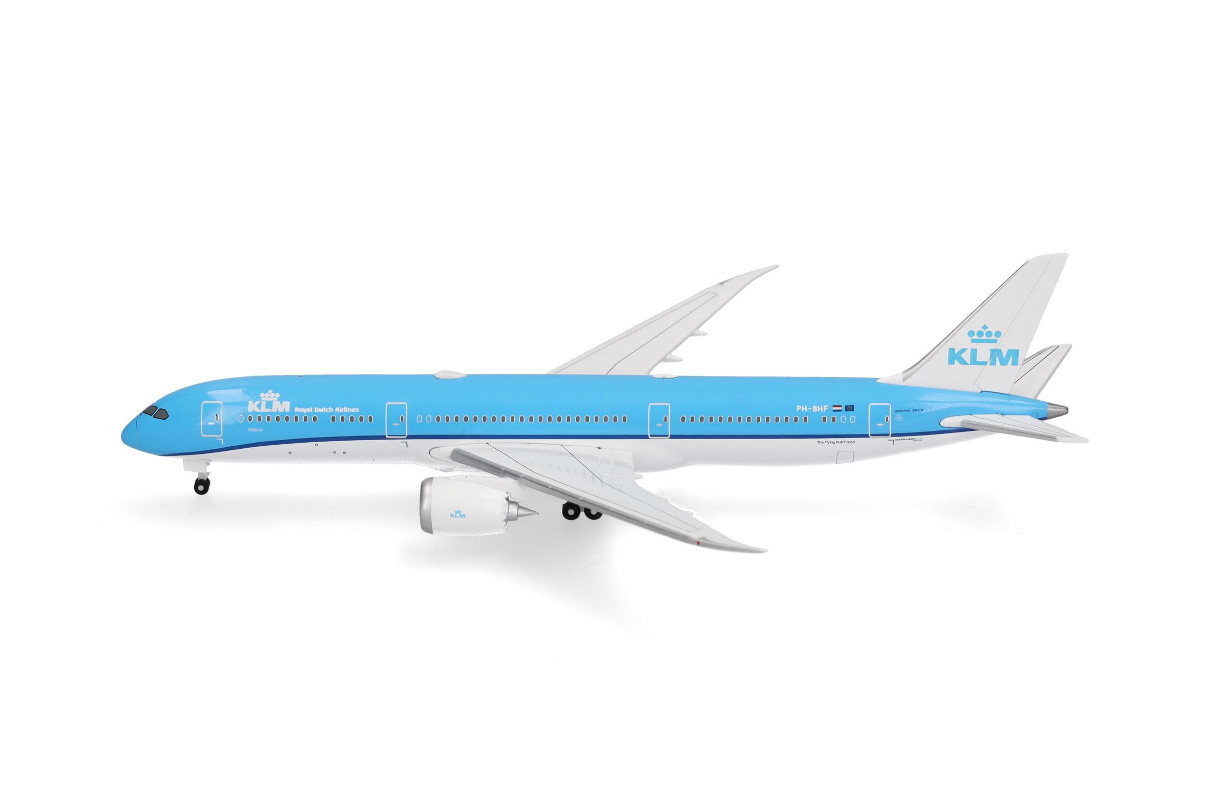 Herpa Miniatura del avión KLM Boeing 787-9 Dreamliner, Escala 1/500, maqueta de colección, modelismo, avión sin Soporte, Figura Metal