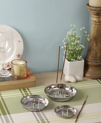 Image of Royals Pack of 2 | Stainless Steel Agarbatti Stand with Plate Stainless Steel Incense Holder | Dhoop Stick Holder | Agarbatti Stand | (Medium)