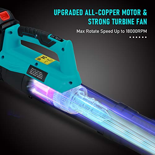 4000mAh Cordless Leaf Blower (1X Rechargeable Battery and 1X Charger Included), Electric Leaf Blower for Yard Cleaning, Powerful Light Battery Operated Leaf Blower for Leaf Snow Blowing, Blue