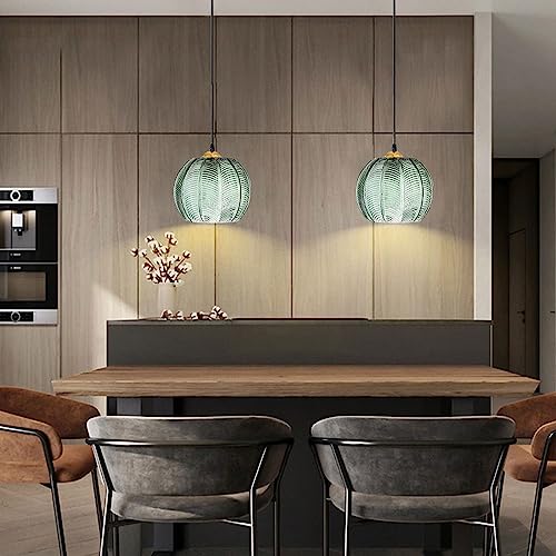 Lámpara colgante de cristal verde para comedores modernos y techos loft 3