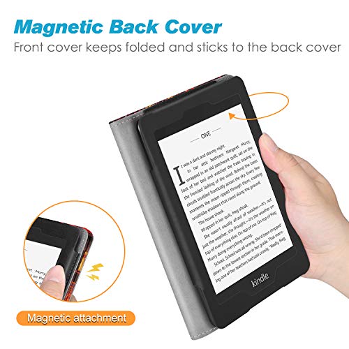 Image of Fintie Stand Case for Kindle Paperwhite (Fits All-New 10th Generation 2018 / All Paperwhite Generations) - Premium PU Leather Protective Sleeve Cover with Card Slot and Hand Strap, Library