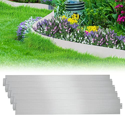 Ikodm Lot de 5 bordures de pelouse en métal galvanisé - 15 cm - Bordure de tonte en métal - Ajustable - Pour plantes de jardin - Fleurs