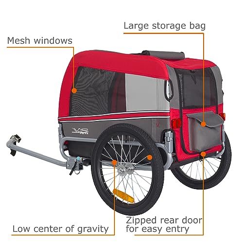 Tiggo VS Pets Medium Hundeanhänger & Buggy 2in1 Fahrradanhänger Hundebuggy Jogger 80204 (ROT)
