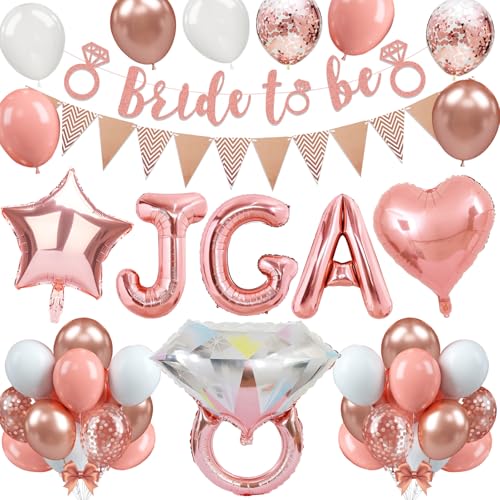 Jga Deko Frauen, Bride to Be Deko Jga Set mit Jga Luftballons und Bride to Be Girlande, Junggesellenabschied Frauen Deko, Jga Ballons Roségold für Verlobung,Bachelorette,Jahrestag,Hochzeit Party Deko