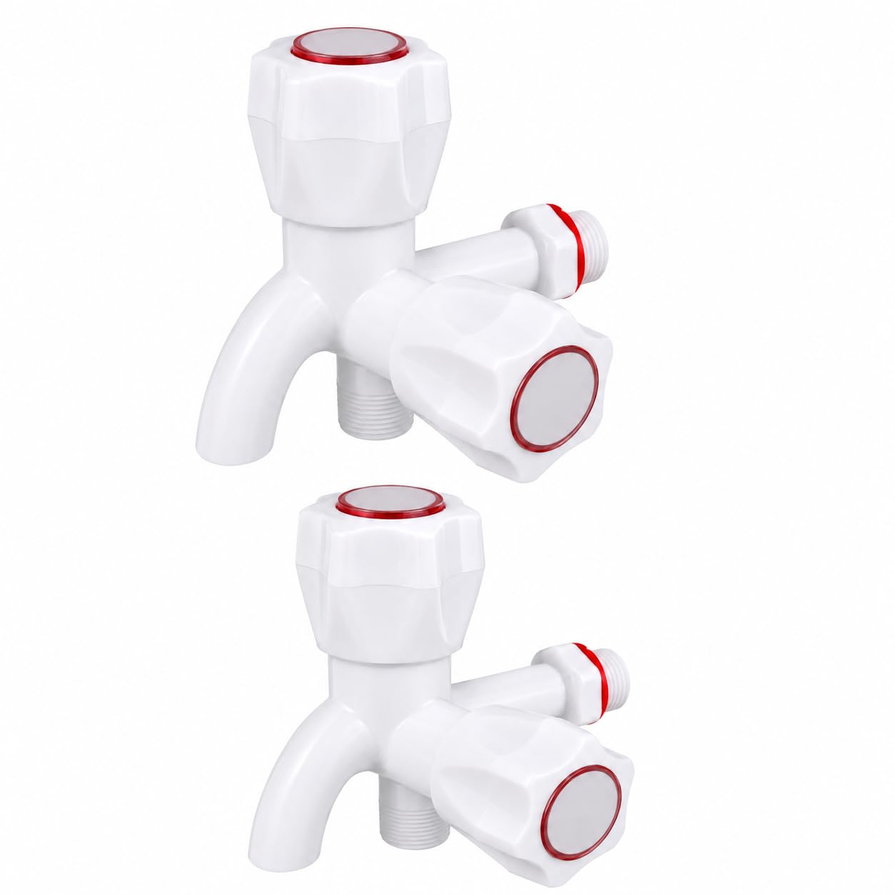 Two Way Bib Cock PP Foamflow White Tap - Dual Outlet Water Tap for Bathroom & Kitchen - Plastic Two Way Nal for Two Fitting Connection (Pack of 2)-image-6