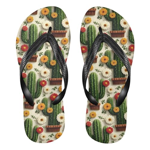 Flip Flop Sandals Cartoon Cactus Print for Women Men Beach Outdoor XS