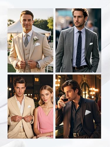 Image of Luckyvestir Pocket Squares for Men Solid Color Cotton Pocket Square Mens Handkerchief for Dinner Church Wedding