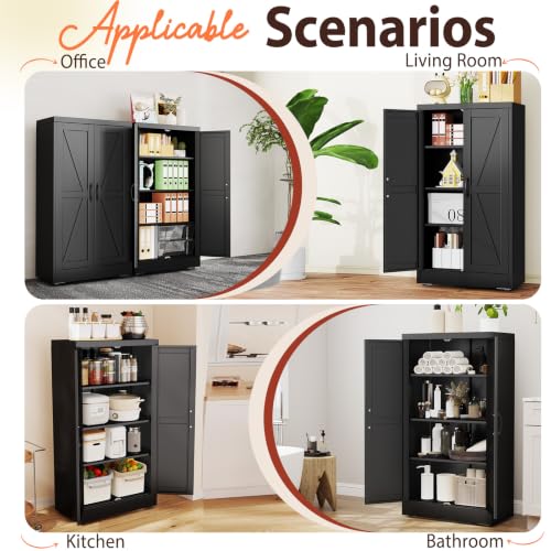 Image of PAOFIN 47 inch Black Metal Storage Pantry Cabinet