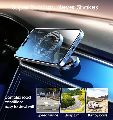 JUHOO Upgrade Phone Holder for car Magnetic rotatable and Retractable car Phone Holder Mount Dashboard Mount Fit for iPhone 15 14 13 12 Pro Max Plus Mini & All Smartphone — view 5