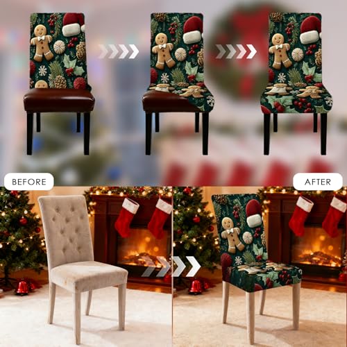 Image of Nuxovilar 4PCS Cute Pattern Decorative Stretch Chair Covers 23.6x70in | Stretch Slipcover Furniture Protector Cute Wrap Seat Guard Dining Room Family Kitchen Kid Room (Cute Pattern)