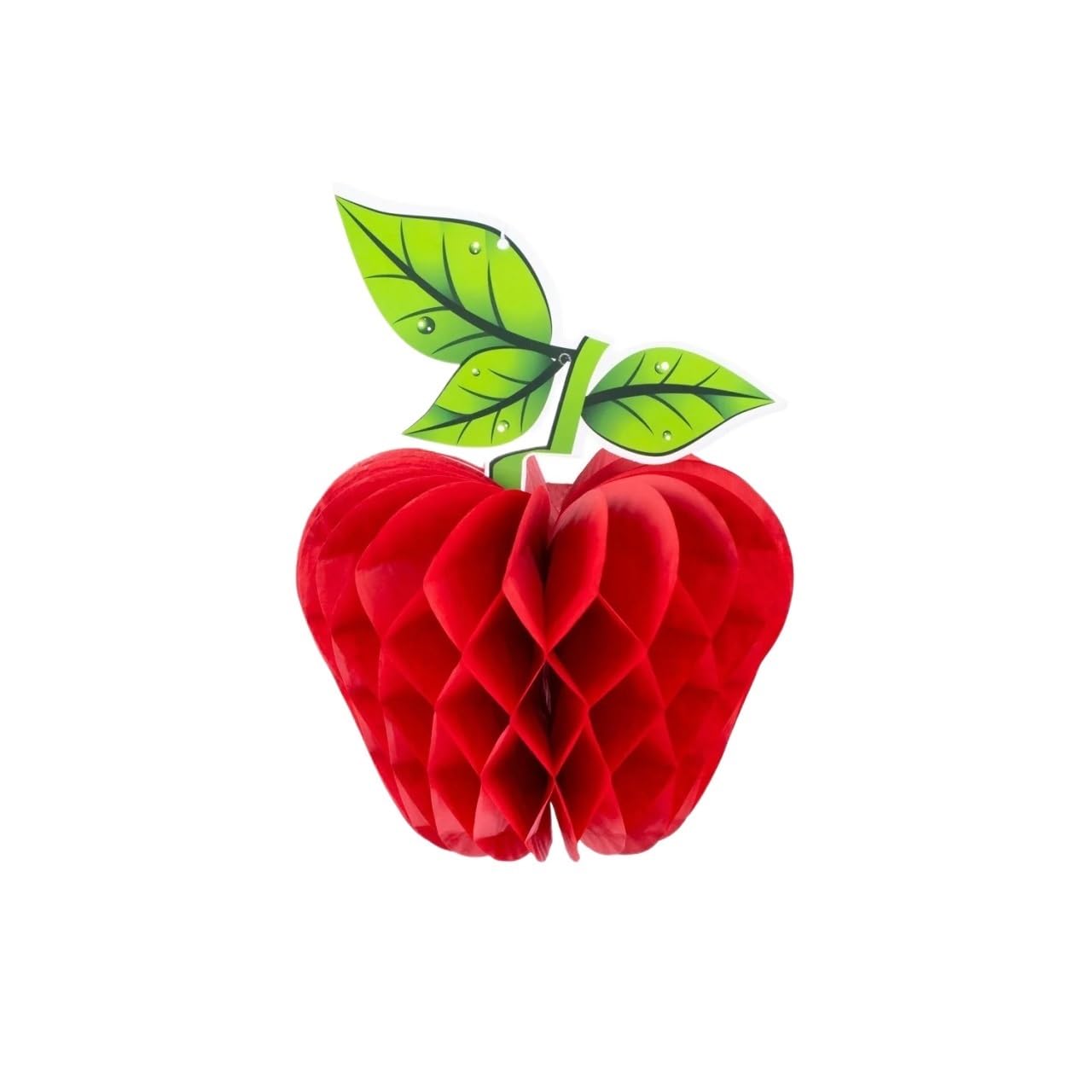 Summer Fruit Theme Party Honeycomb Decoration Paper Pineapple Strawberry Apple Grape Hanging Pendants Tropical Hawaiian Party(Apple)