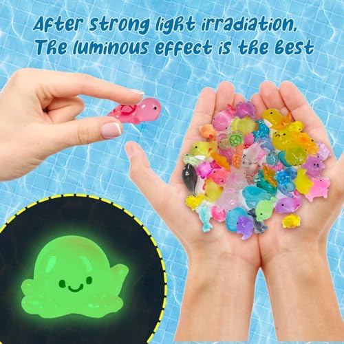 Image of FEXIA 50 Pcs Ocean Mini Resin Animals Tiny Aquariums Decor Glow in The Dark Resin Figures Luminous for Garden Landscape Sea Decor DIY