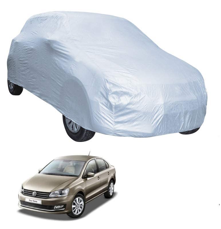 Image of Auto Hub Car Cover Compatible with Vento with Weather Proof, Triple Stitched, Vento Car Cover- Plain Silver