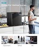 EUHOMY 46L Mini Fridge - Small Table Top Fridge with Reversible Door & Chiller Box, 7-Level Adjustable Thermostat, Low Noise (39 dB) - Perfect for Bedroom & Office, Energy Efficient, Black - Image 7