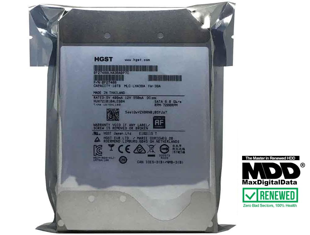 MDD - HGST DC HC510 10TB 7200RPM 256MB Cache SATA 6.0Gb/s 3.5in Enterprise Hard Drive - HUH721010ALE604 (Renewed)