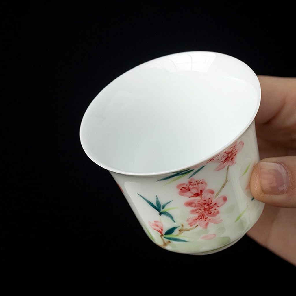 GSOUL Kungfu Tea cup Ceramic Hand-painted Peach Blossom Tea Cup Home Exquisite Host Small Tea Cups