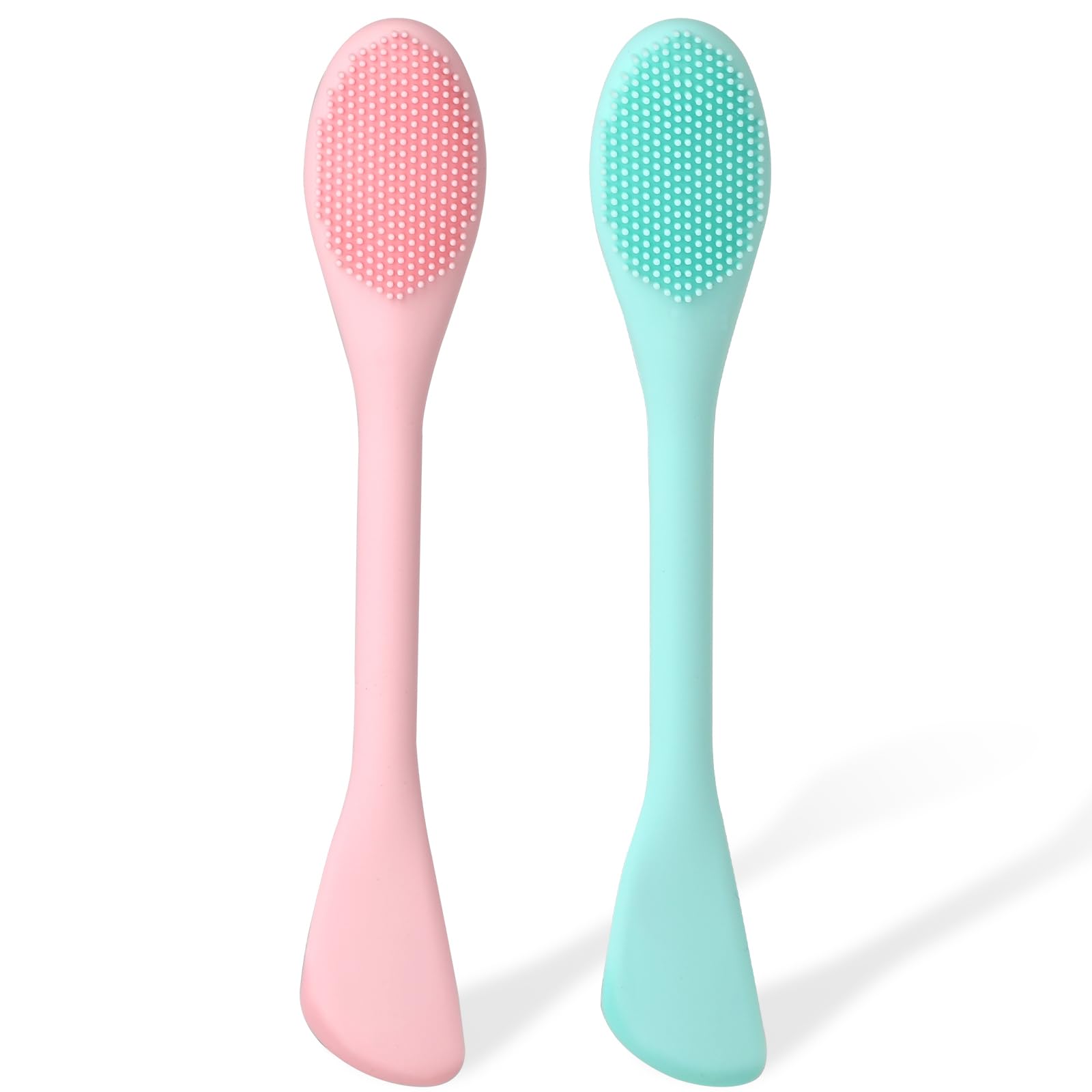 Qianyu Facial Cleansing Brushes Soft Bristle Silicone Portable Handled Facial Mask Brushes Deep Pore Cleansing Gentle Exfoliating for Removing Blackheads Whiteheads Makeup Residues