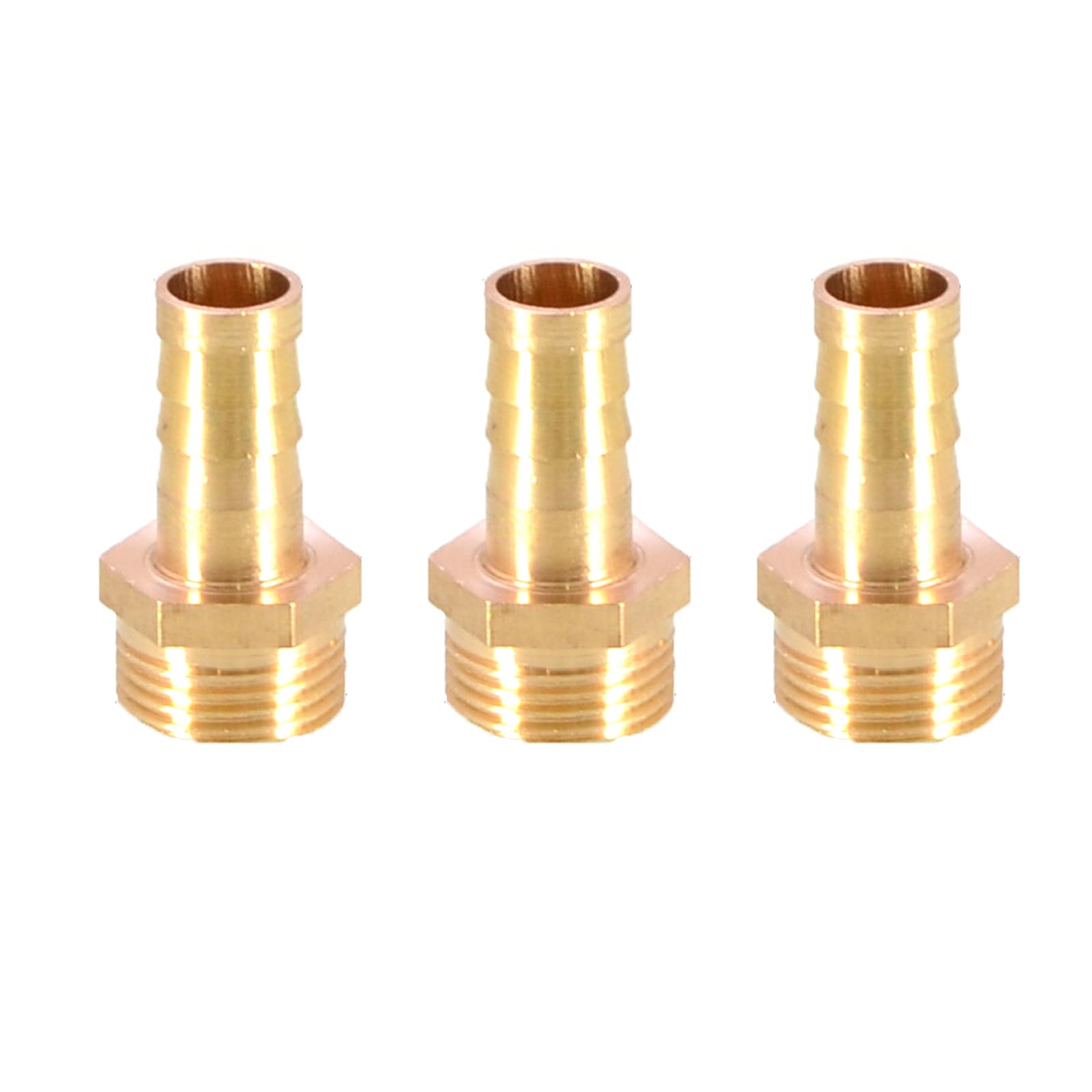 3PCS Brass Barbed Hose Fitting Coupler Connector 10mm to 3/8” Male BSP Thread Pipe Nipple Fitting Pipe Adapter