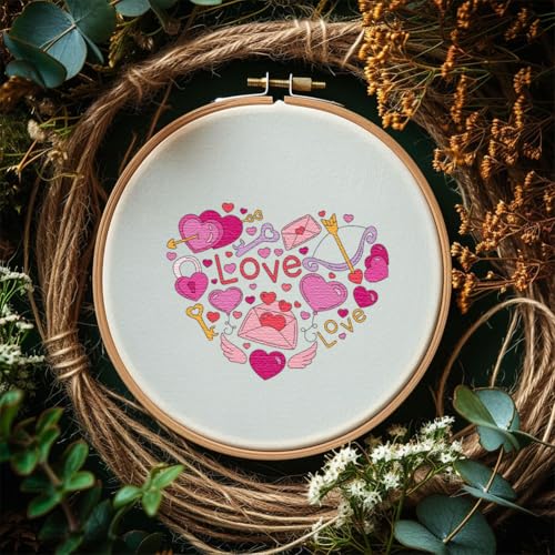 Image of Peacoblue Water Soluble Embroidery Patterns for Beginners, Valentine's Day Elements 4 Sheets with 27pcs, Wash Away Embroidery Pattern Stabilizer for Hand Sewing Lover Couple Women Adults