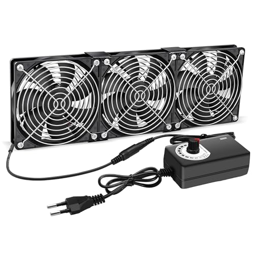 PC Lüfter 120mm: Computer Lüfter 12V Einstellbare Gehäuselüfter mit Geschwindigkeitskontrolle für PC Laptop TV (3 x 120mm)