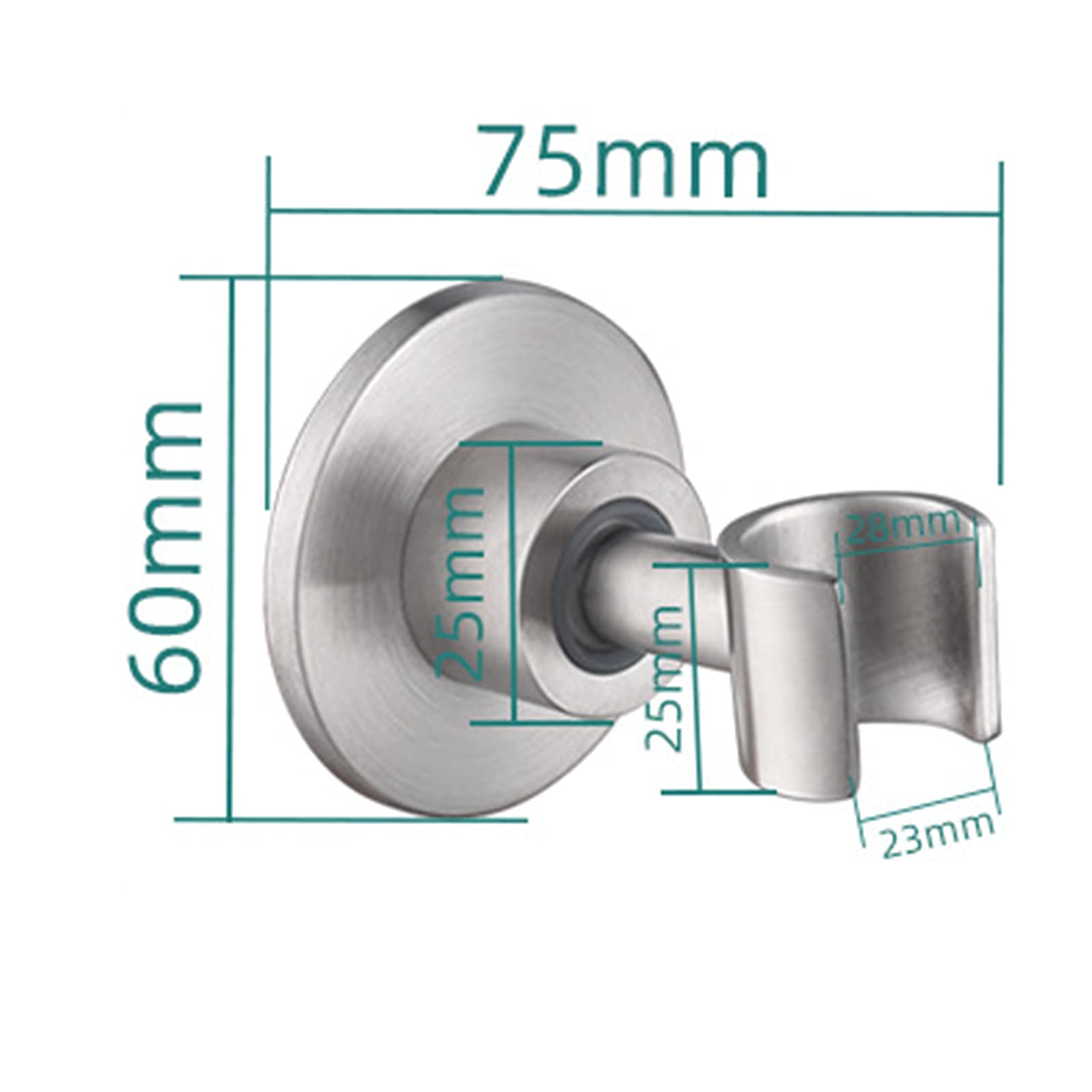 AKAZI Gebürsteter Duschkopfhalter Edelstahl-freier Handbrausehalter 360 ° drehbarer Duschhalterhalter Wandmontierter runder Duschhalter