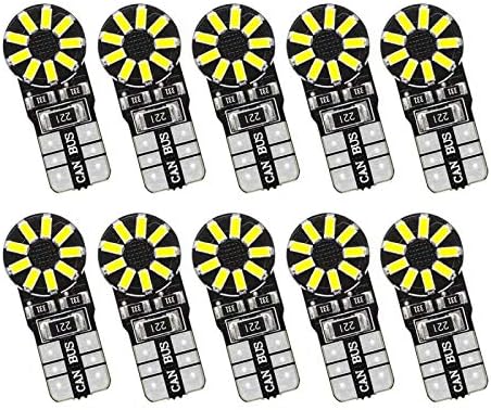 TMH 10 pcs 194 LED Light bulb, Extremely Super Bright 3014 Chipset LED Bulbs for Car Interior Lights Dome Map Door Courtesy License Plate Lights W5W 168 2825 T10 Wedge 24 SMD White Bulbs