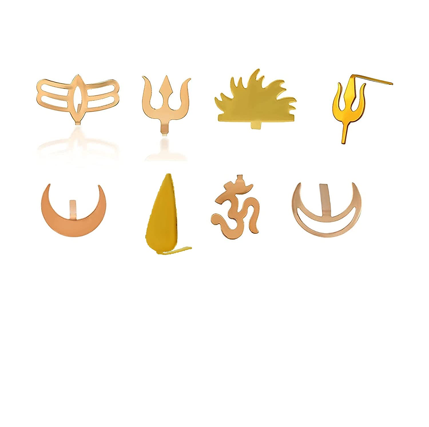 Morir 8 Pcs Copper Spiritual Charm Forehead Tilak Teeka Puja Tool Applicator Stamp Daily Usage and Occasionally Deity Ornaments for Unisex (Pack of 8)