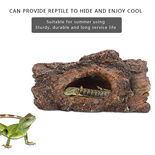 Reptile Hide Tree Trunk, Resin Hollow Tree Trunk Resin Simulation Amphibians Cave Desert Landscape Accessories for Scorpion Lizard Decoration Fish Tank Marine Decor Ornaments - Image 5