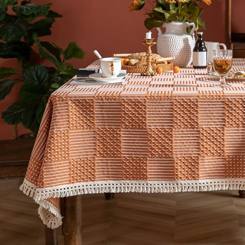 Mantel lavable de poliéster con flecos que evita manchas en tus muebles 8