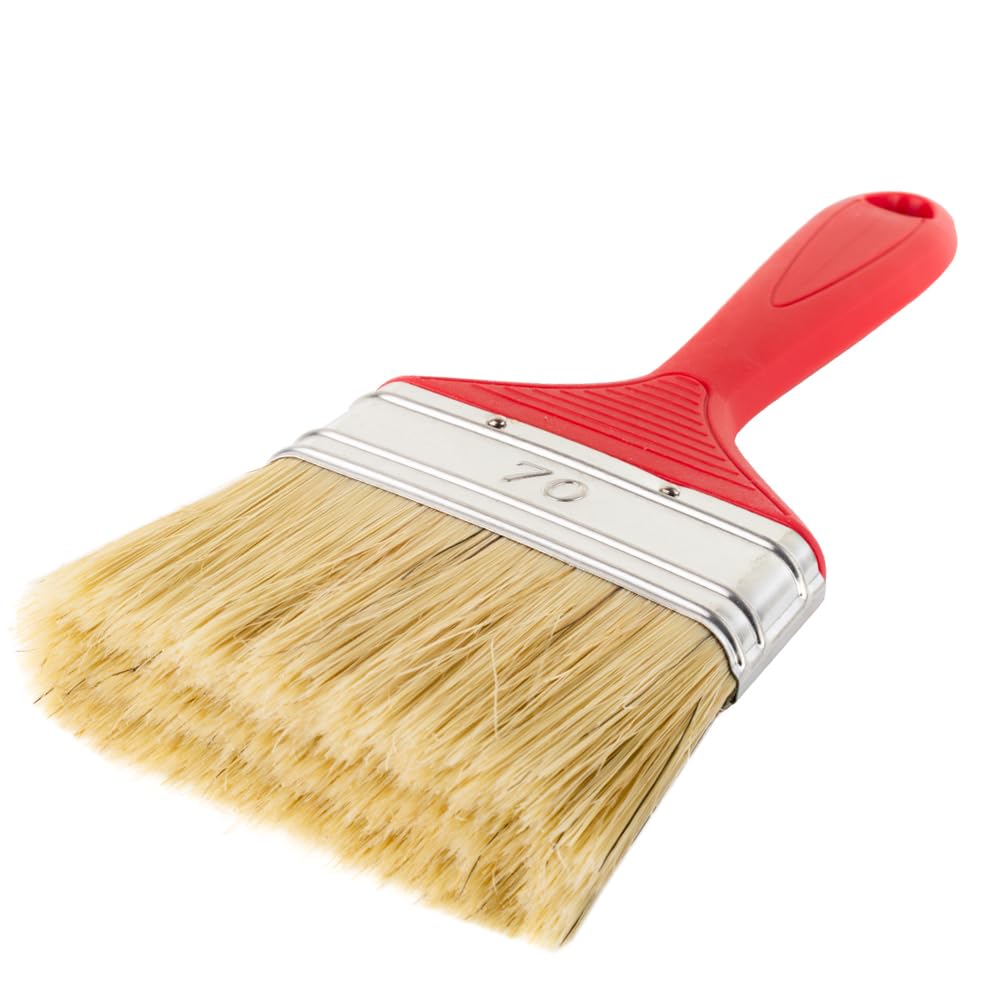 Pennello piatto | Pennello da pittura | con manico in plastica rossa | Larghezza: 20 30 40 50 60 70 80 100 mm (25 pezzi, 70 mm)