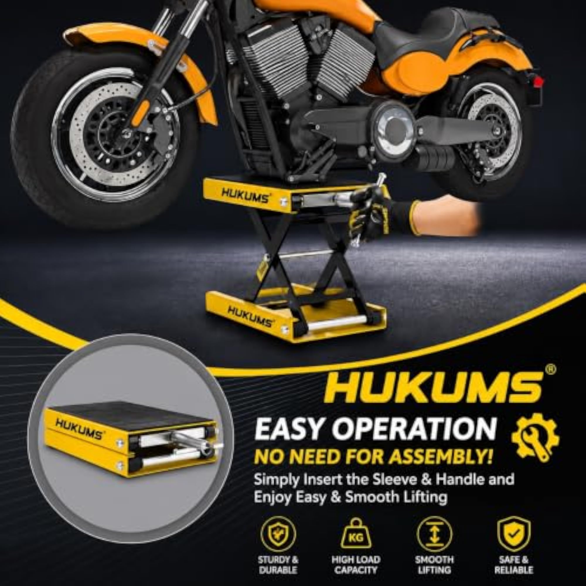 HUKUMS 1000 LBS Motorcycle Lift Jack, Heavy Duty