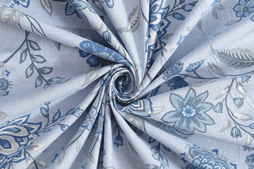 Image of The Furnishing Tree Elastic Cotton Oval Dining Table Cover 35x63 in Inches Floral Navy Blue