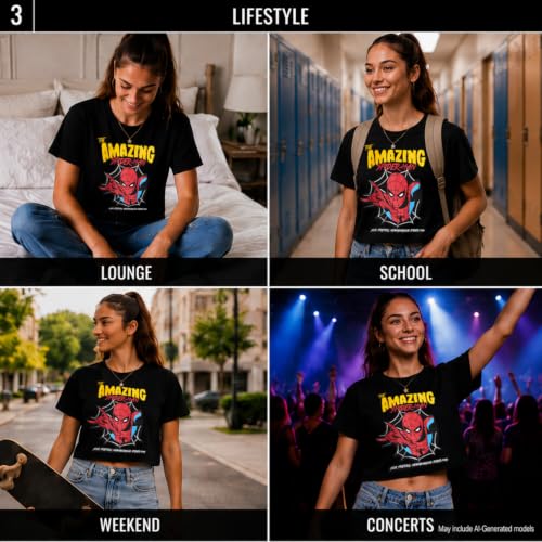 Marvel Spider-Man Womens Graphic Tees & Baby Tees, Sizes Run Small - image 5