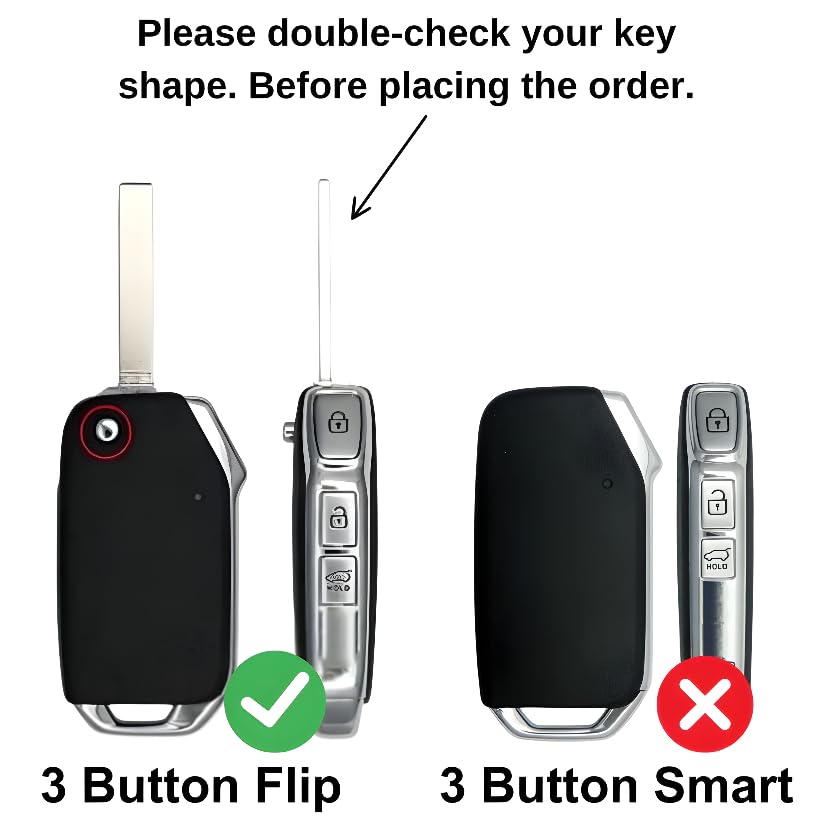 Image of Car Key Cover Compatible with Kia Seltos 2025 2024 | Sonet 2024 2025 | Carens | Flip 3 Button Remote