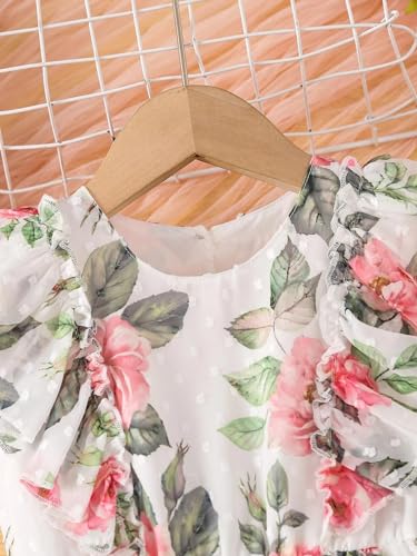 Image of TAGAS Girls Swiss Dot Floral Print Dress Sleeve Less Round Neck Elastic Waist Dress for Girls(KD-399)