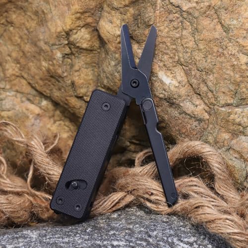 Image of Roxon KS2E Noir Elite D2 Blade 13 in 1 Mini Multi Tool function pocket knife with big scissor, G10 handle and Pocket clip, good for Camping /Backpacking /Emergencies /EDC Multitool (D2 Steel Blade)