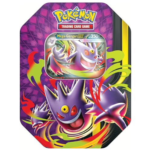 Pokémon Tin Box Mega Gengar ex #128 – Pokémon TCG Box con 4 Boosters & Promo Card