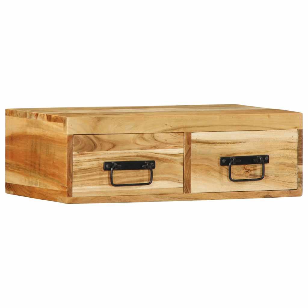 Mobile TV da parete in legno massello di acacia, 60 x 30 x 19 cm, montaggio a parete, con molto spazio per libri, DVD, dispositivi multimediali, soggiorno e ordine