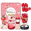Valentines Day Gifts for Her6PCS Romantic Gift SetGifts for GirlfriendIncludes 12oz wine tumblerValentines RoseThanks CardSockscented candlebath salt for WomenMomSisterWifeGirlfriend Gifts