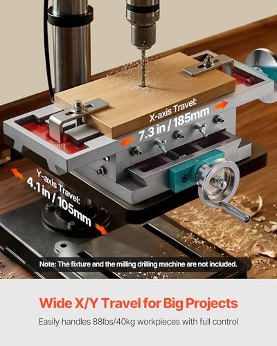 Image of VEVOR Milling Working Table 17.7 X 6.7 Inch, Compound Milling Machine Work Table 2 Axis 4 Ways Move, Multifunction Milling Working Table Heavy-duty Structure,for Milling and Drilling Machine