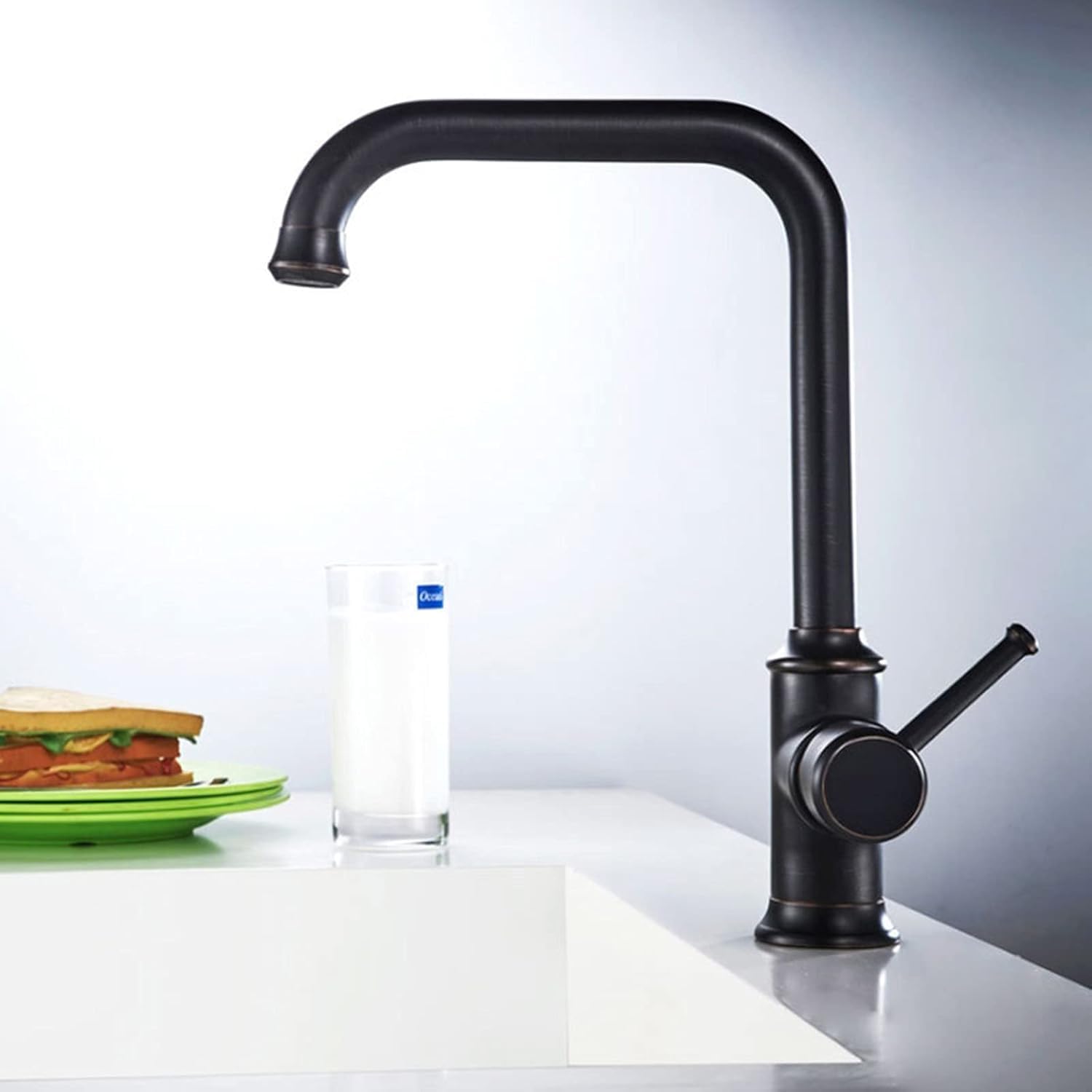 Antique Kitchen Sink Faucet Oil Rubbed Bronze Black Brass Hot and Cold Water Mixer Tap Vintage Basin Faucets