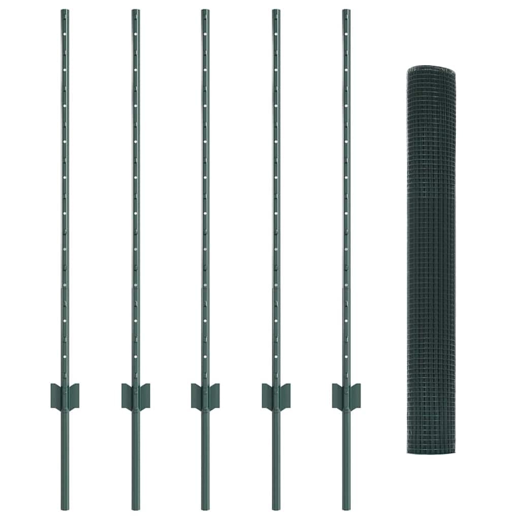 Green Garden Fence 1 x 10 m Steel Panel Set with Posts, Modern Privacy Screen for Outdoor Spaces, Robusta y resistente a los rayos UV Border for Yard, Patio, Dog Run, Flower Bed