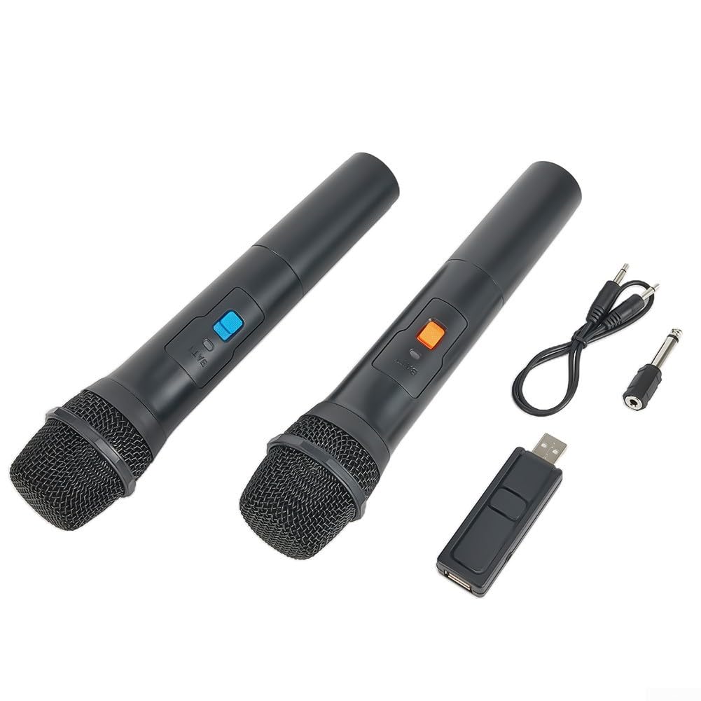 VHF Funkmikrofon Kabellos 2 Kanäle USB Empfänger(2 Pcs Mic)