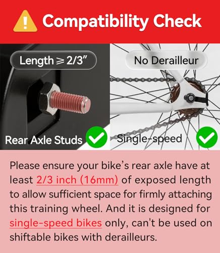 EMPATHECH Bike Training Wheels for Kids Bike, High-Strength Arm, Upgraded Durability, Easy Install, Bicycle Training Wheels for 20 inch Bike 18 16 14 12 Universal【For Single-Speed, Long Axle Only】
