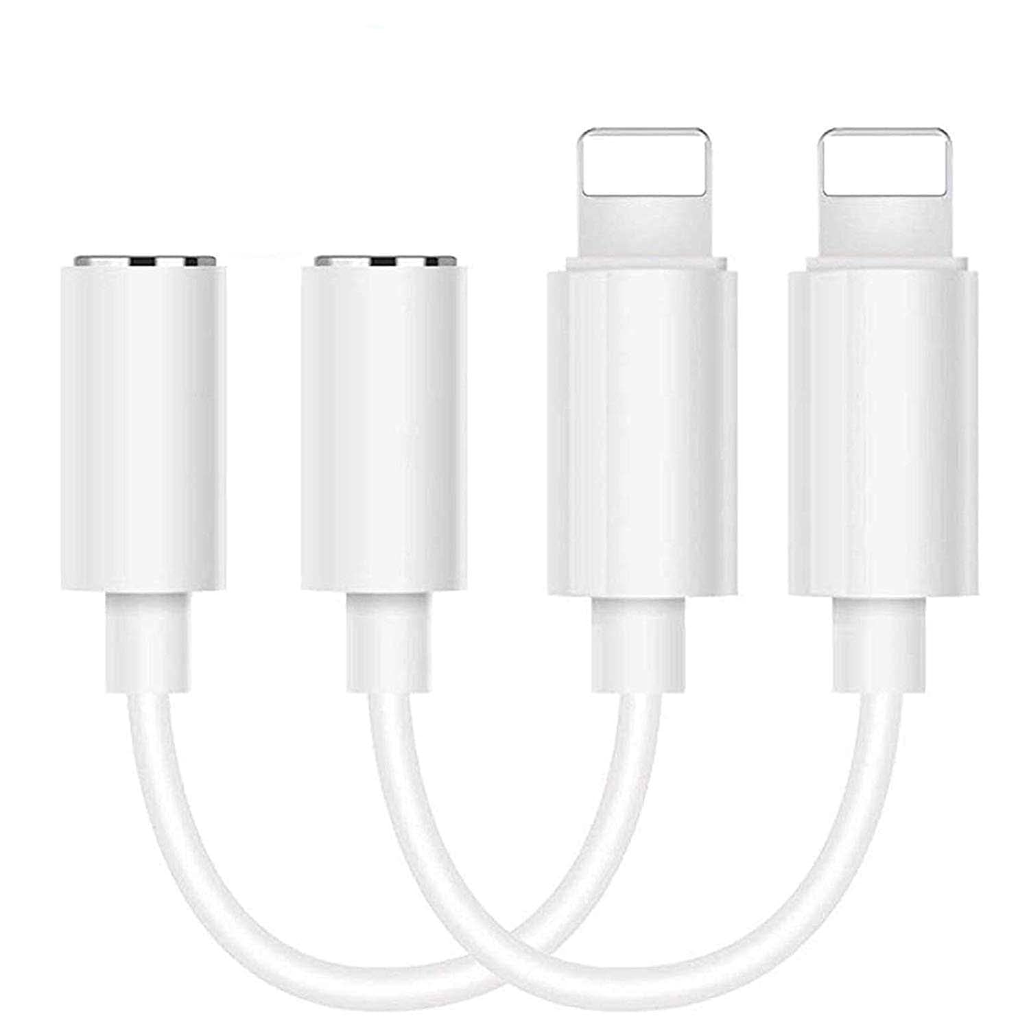 Zestaw 2 słuchawek na 3,5 mm adapter AUX, adapter do słuchawek kompatybilny z iPhone XS/XS Max/XR/X/7/7 Plus/8/8 Plus-Aux-audio, do wszystkich urządzeń z systemem iOS