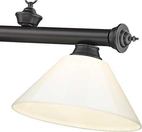 Miniatura 14 de Z-Lite 2306-3RB-PWH - Colgante de billar con cordón, 3 luces, 180 vatios totales, latón frotado