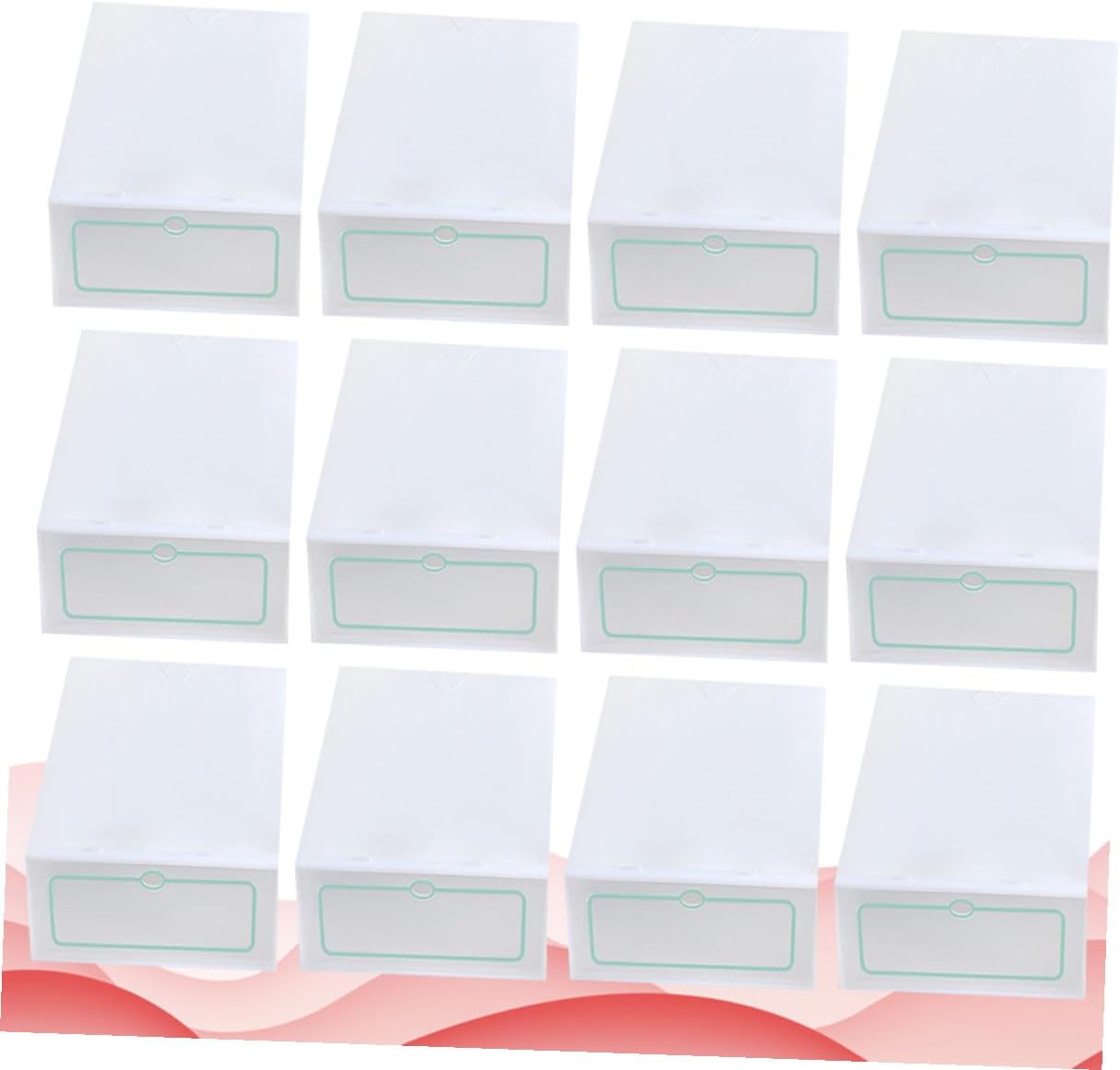 12pcs Large Stackable Shoe Boxes Thickened Plastic Shoe Storage Containers with Lids for Closet and Sneaker Organization