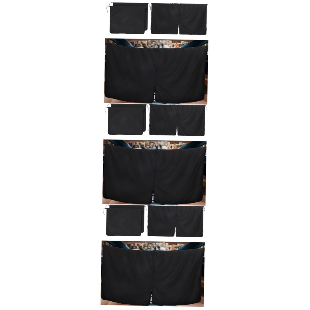 ABOOFAN 3 Juegos Parasol De Coche Cortinas Divisorias De Coche Solar Ventana del Bebé Cortinas De Privacidad del Interior Auto Tafetán De Poliéster 190 Black