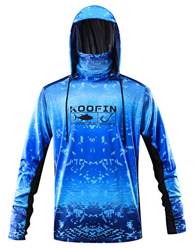 Performance Fishing Hoodie with Face Mask UPF50 Sunblock Shirt Hooded Long Sleeve with Drawstrings Pocket3